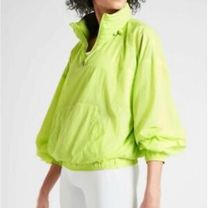 Athleta Mistral Neon Yellow Nylon Popover